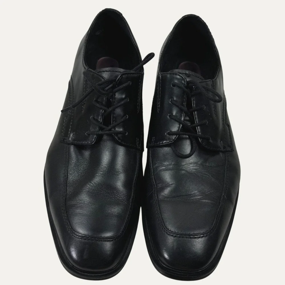 Kenneth Cole Dress Shoes Dice Lace Up B Mens 10.5 Black Leather Apron Toe Oxford